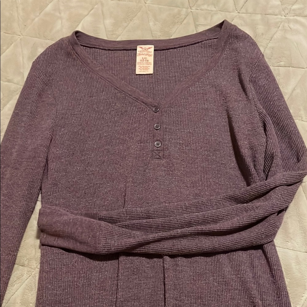 Purple Long Sleeve Henley Top